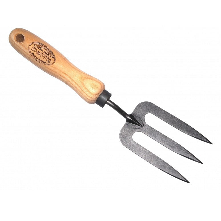 White Hand Fork 14cm with Ash Handle - Heavy Duty Soil Loosening Tool