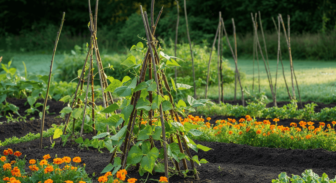 How to train climbing beans with coppiced hazel poles for a plastic-free vegetable patch