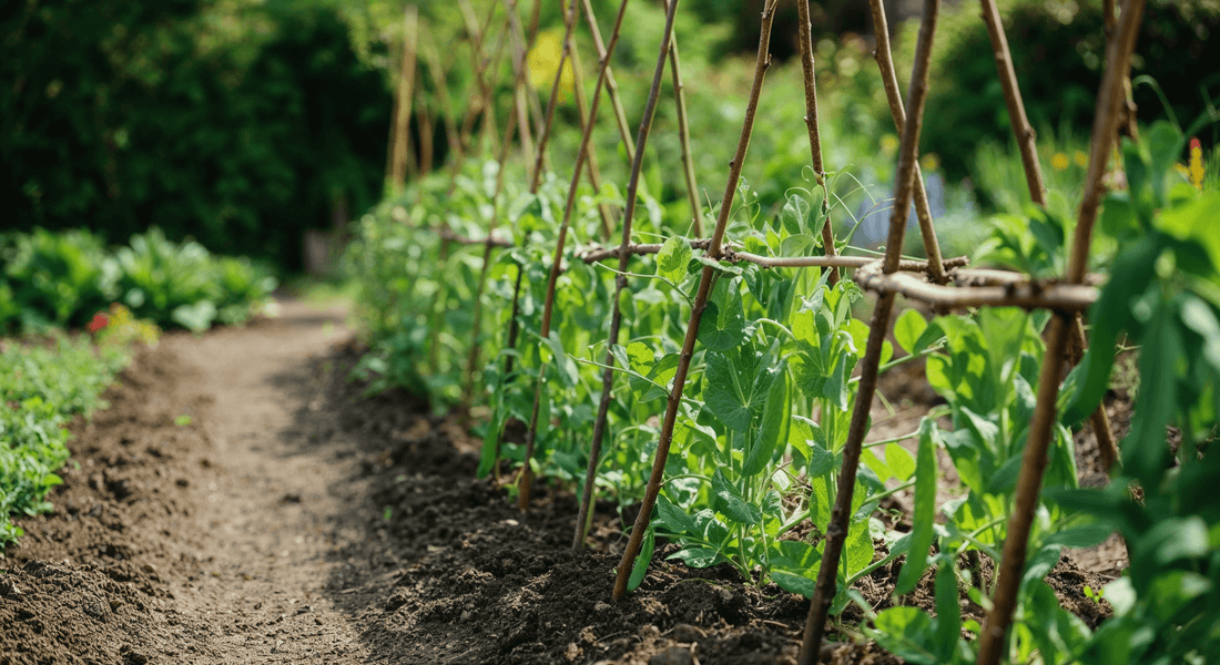 How to grow heritage peas and support them with handmade hazel supports instead of plastic mesh