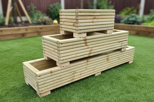 22cm Wide Wooden Decking Planters | Weather-Resistant Garden Planter UK