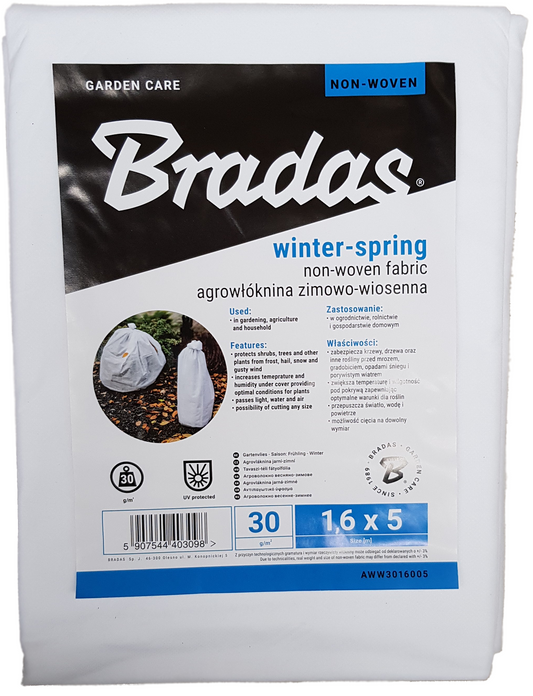30gsm Frost Protection Fleece 1.6m x 5m | Winter Plant Cover | Non-Woven Landscape Fabric