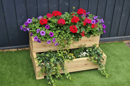 L-Shaped 2 Tier Decking Planter - Corner Garden Planter Box for Outdoor Decking