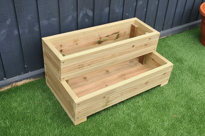 L-Shaped 2 Tier Decking Planter - Corner Garden Planter Box for Outdoor Decking