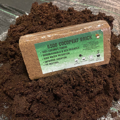 Coco Coir Brick 650g - Organic Coconut Fiber Soil Amendment for Plants & Gardens