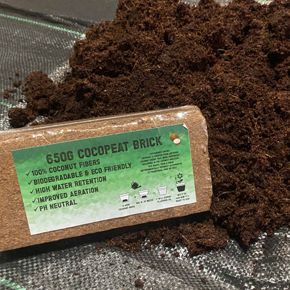 Coco Coir Brick 650g - Organic Coconut Fiber Soil Amendment for Plants & Gardens