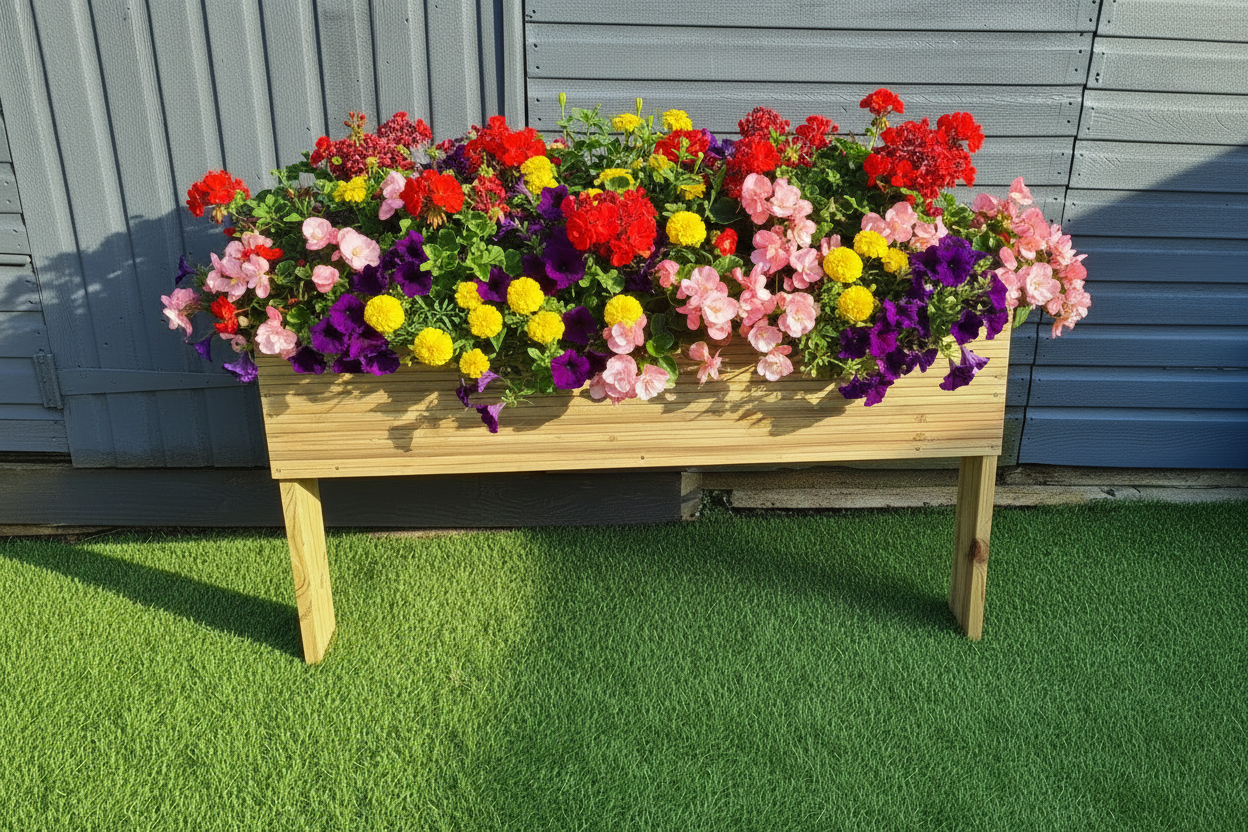 Extra Deep Raised Wooden Decking Planter - 60cm High Pressure Treated Garden Planter Box