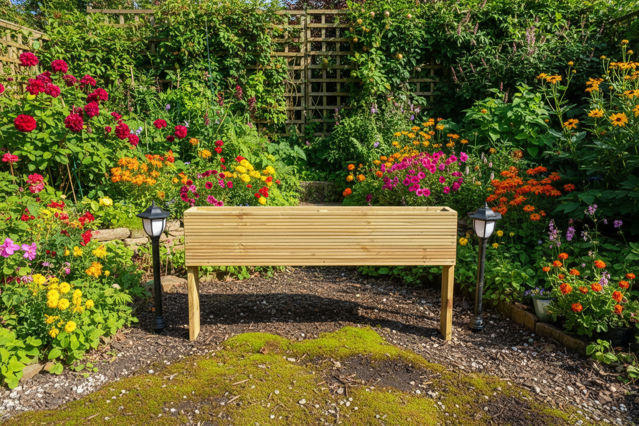 Extra Deep Raised Wooden Decking Planter - 60cm High Pressure Treated Garden Planter Box