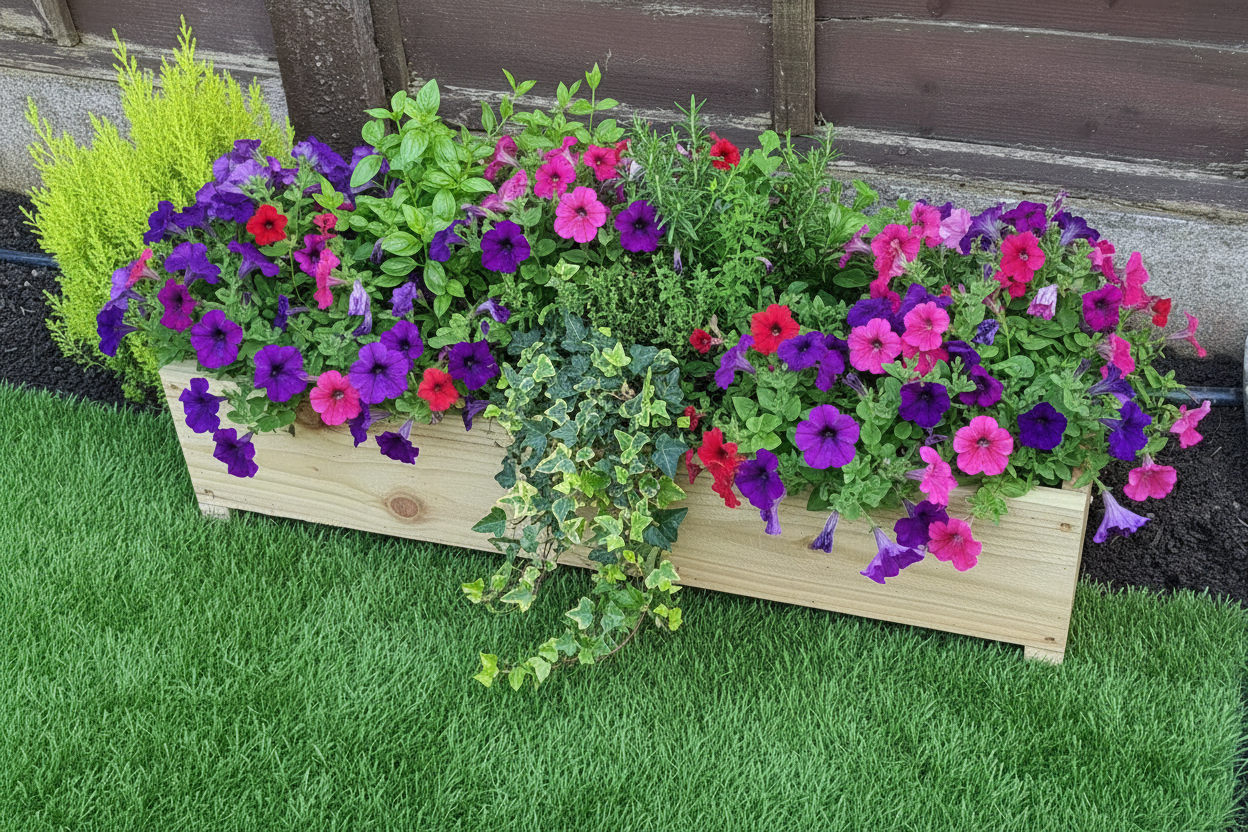 Rustic Wooden Garden Planters 20cm - Handmade Raised Beds for Outdoor Decor