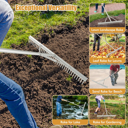 91cm Heavy-Duty Aluminum Landscape Rake with 36-Tine Head & Dual-Sided Design for Yard Maintenance