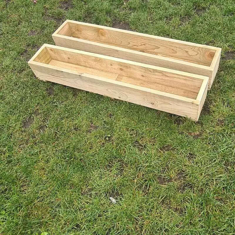 Rustic Wooden Garden Planters, Set of 2, Ready Assembled, Handmade in the UK