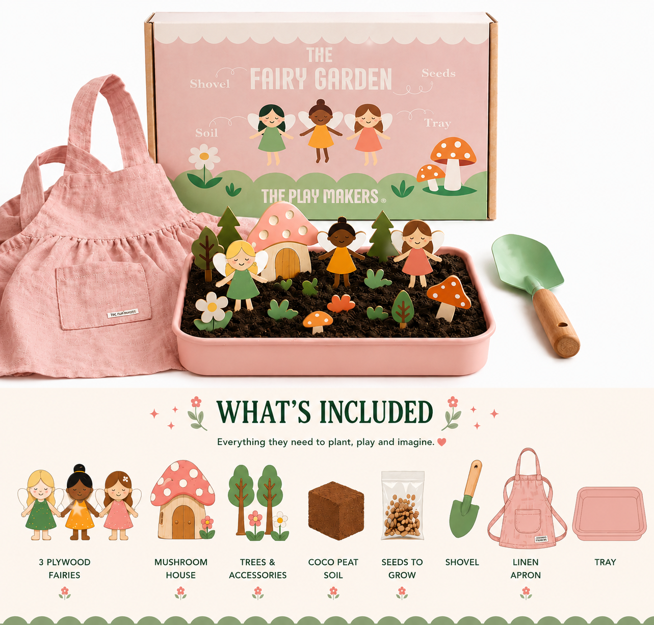 Fairy Gardening Kit for Kids - Complete Sensory Play Set with Real Seeds, Soil & Accessories | The Playmakers Co