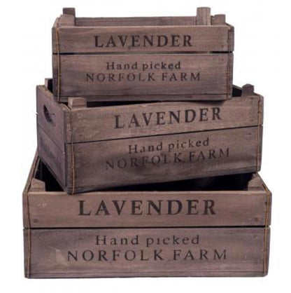 Set of 3 Wooden Lavender Boxes