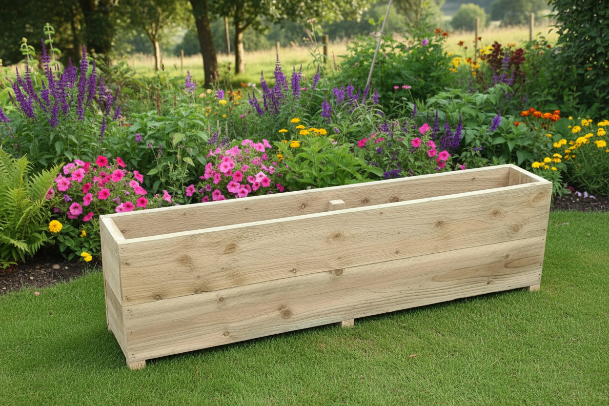 Large 2 Tier Wooden Garden Planters | Rustic Raised Planter Boxes for Outdoor Spaces