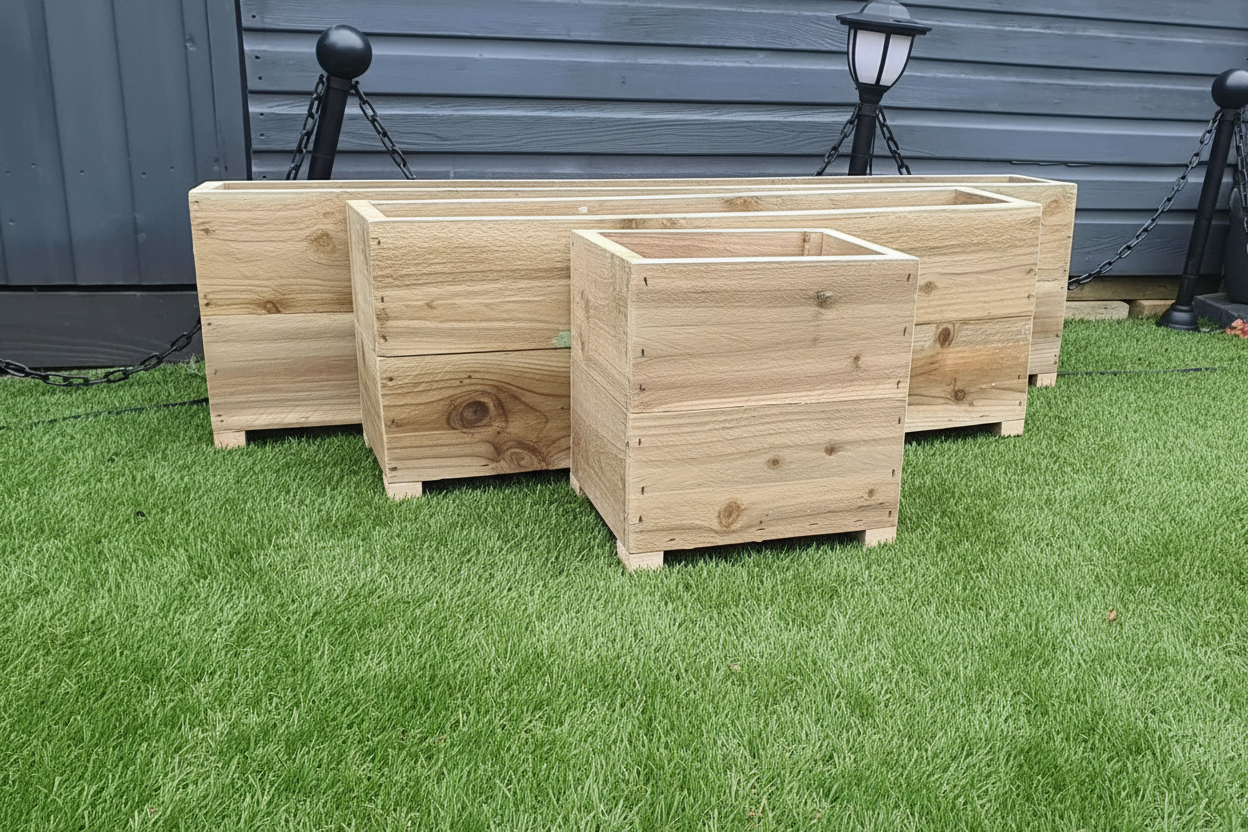 Large 2 Tier Wooden Garden Planters | Rustic Raised Planter Boxes for Outdoor Spaces