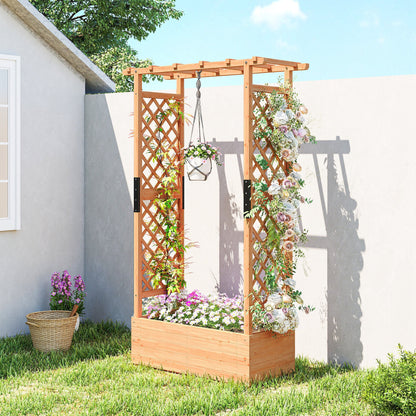 Outsunny Fir Wood 110 x 44 cm Planter and Trellis Garden Bed