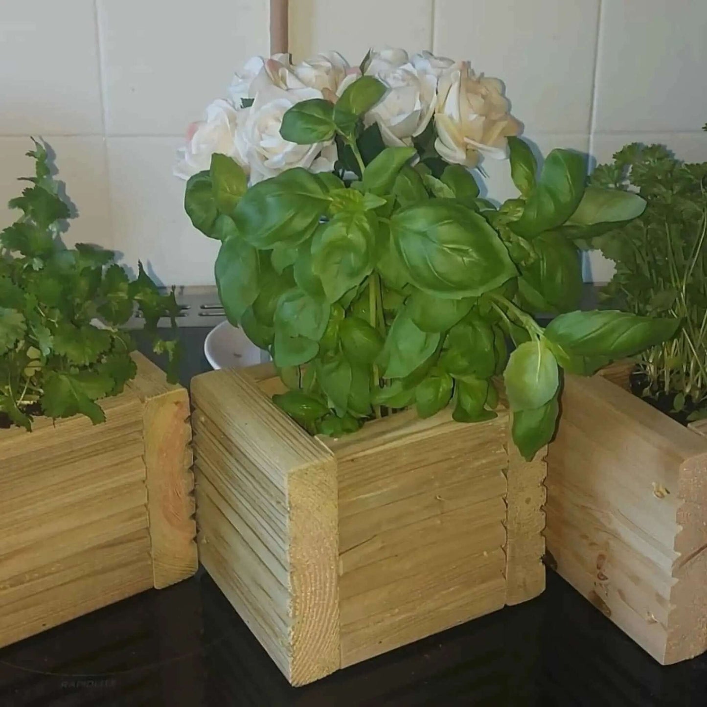 Wooden Herb Planter Boxes Pack of 3 - Tanalised Decking, 15cm, Ready to Use