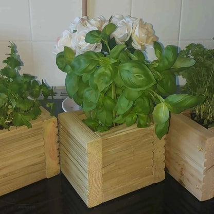 Wooden Herb Planter Boxes Pack of 3 - Tanalised Decking, 15cm, Ready to Use
