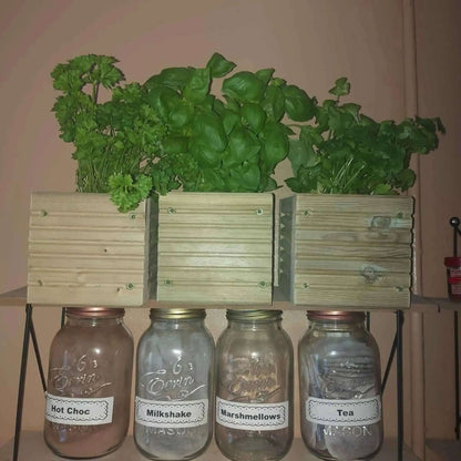 Wooden Herb Planter Boxes Pack of 3 - Tanalised Decking, 15cm, Ready to Use