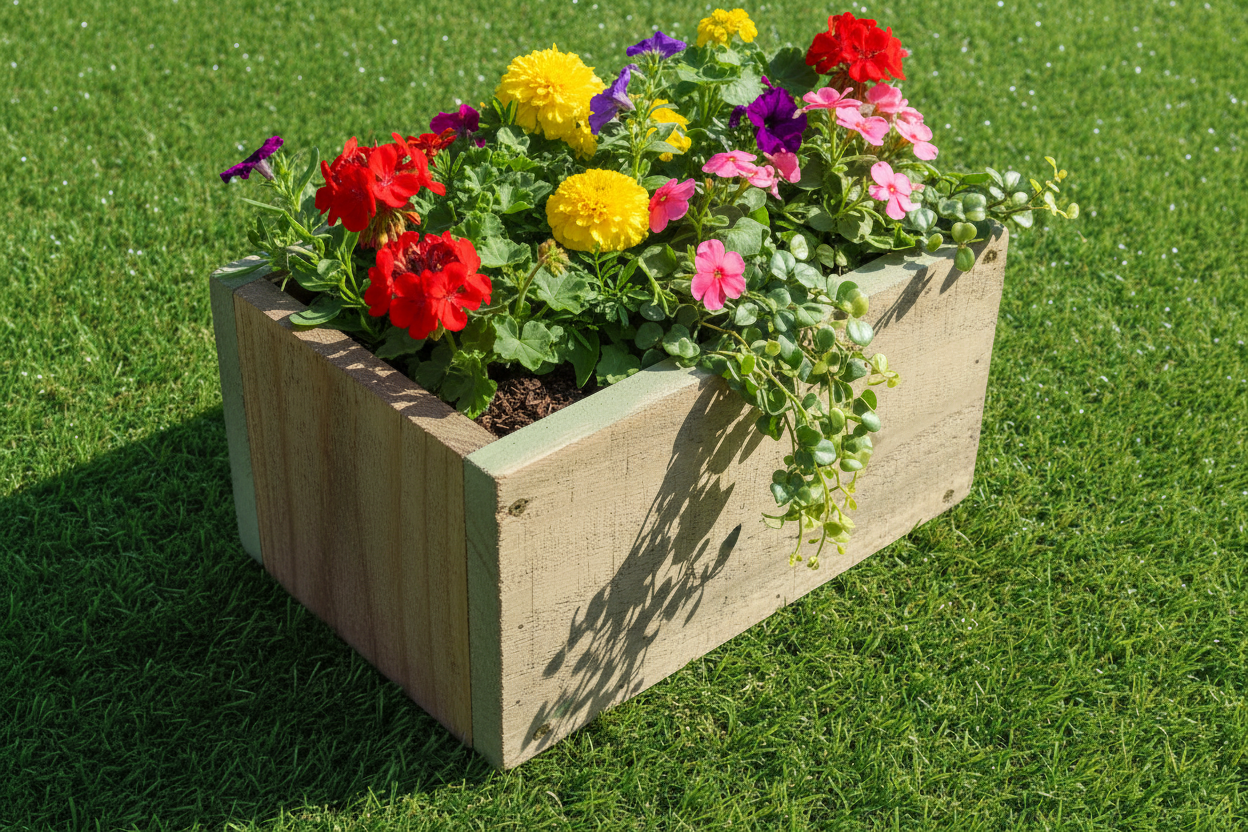 Rustic Wooden Window Box Planter - Handmade UK Timber, No Feet