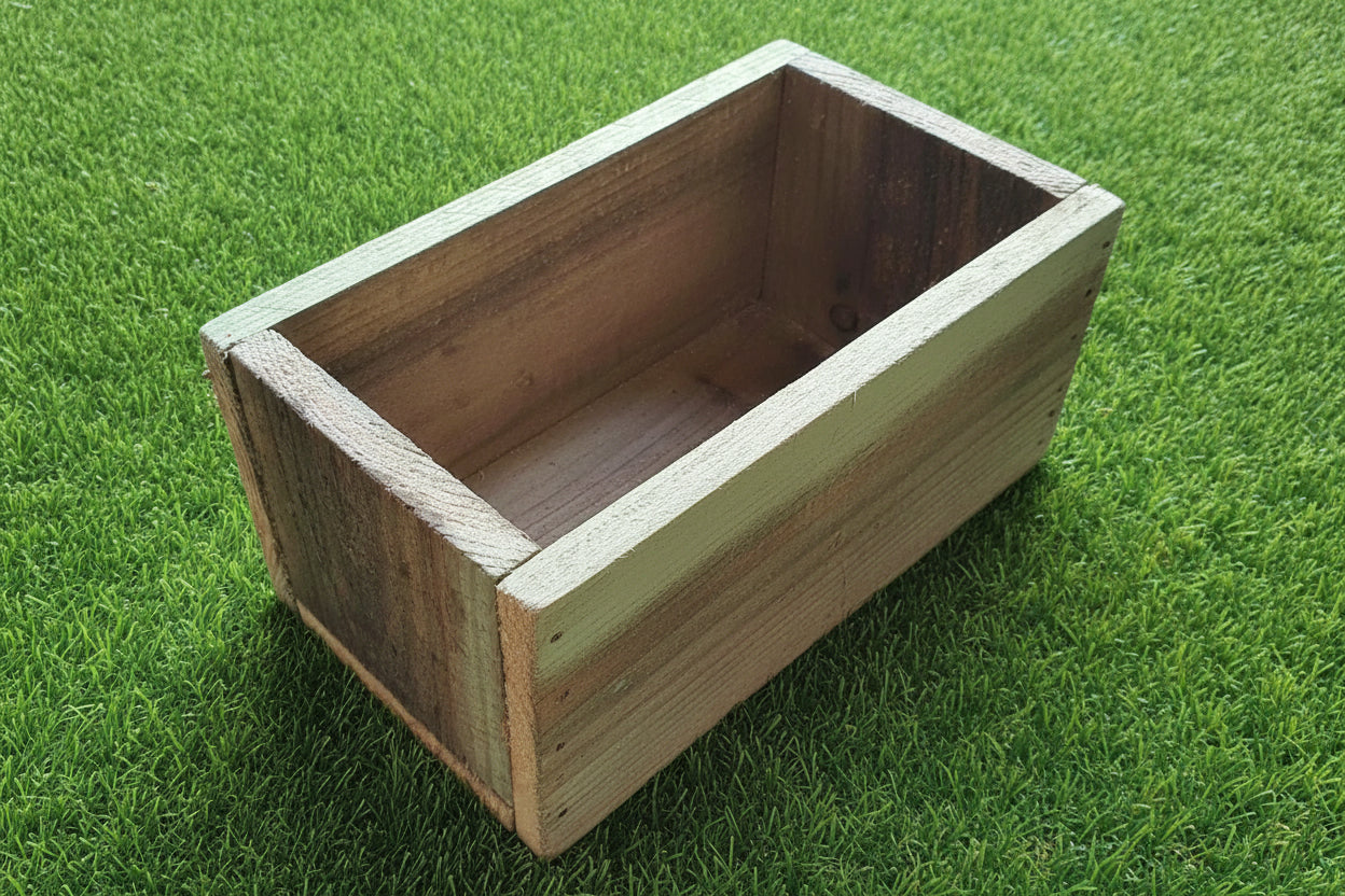Rustic Wooden Window Box Planter - Handmade UK Timber, No Feet